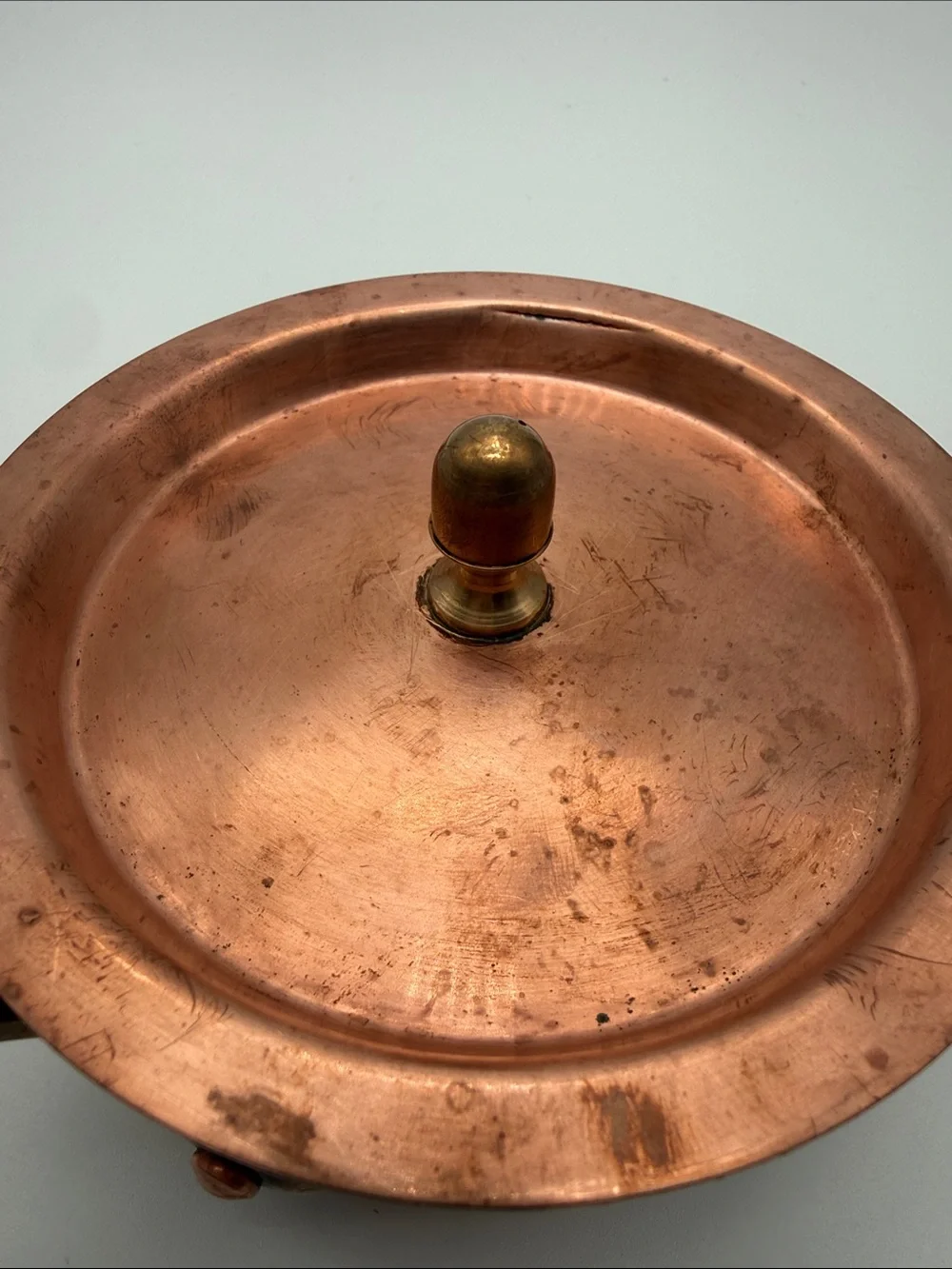 Vintage French Copper Saucepan w Lid Brass Handle Henglamor Detroit